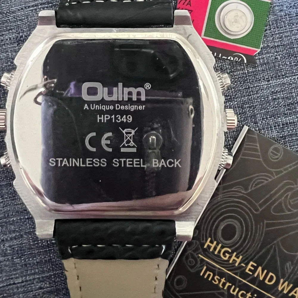 OULM Men’s Watch Silver with All Leather Strap in Black NWT FULL INCLUSION - Picture 6 of 16